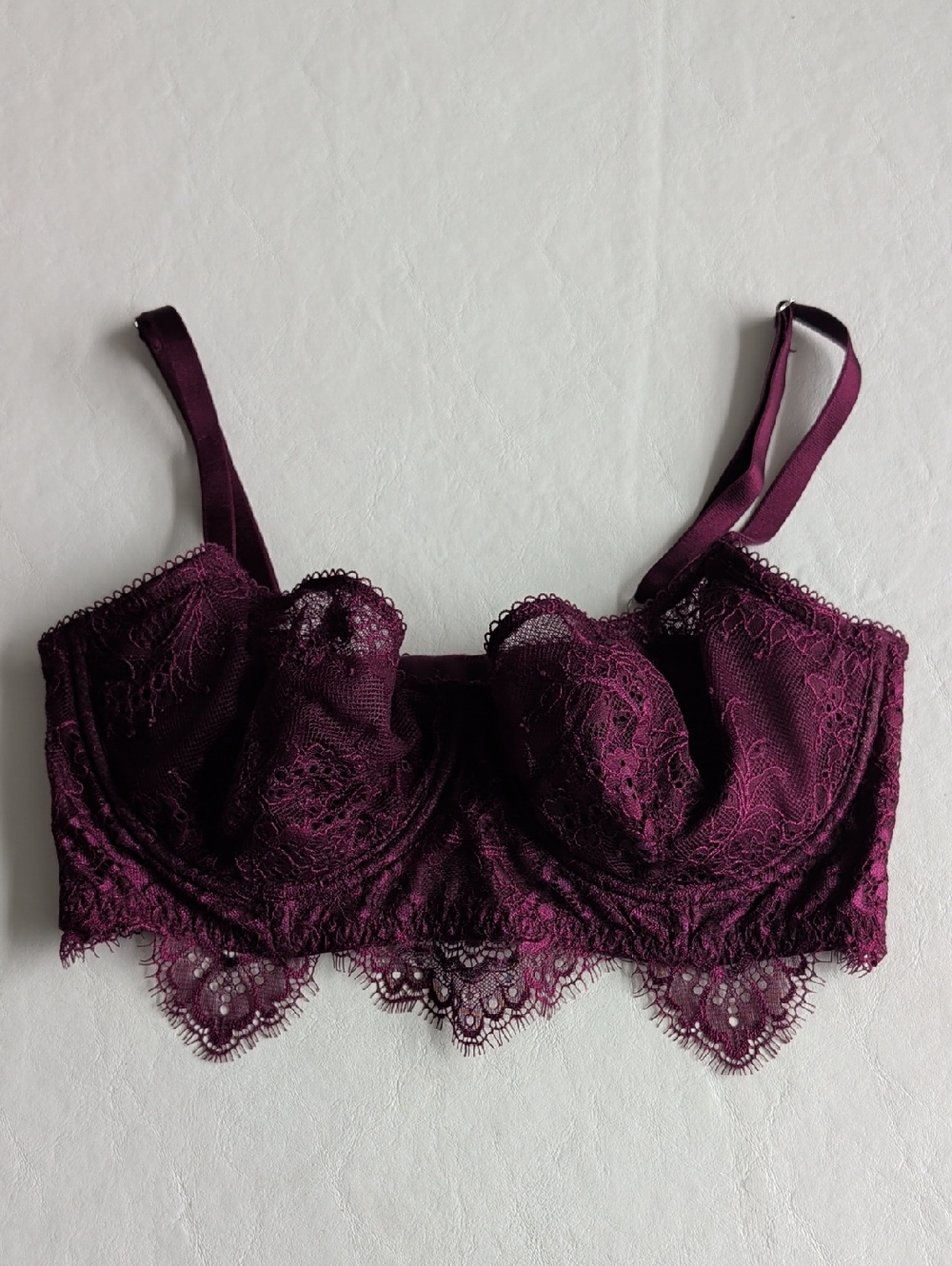 Victoria Secret Bra Push Up Without Padding Burgundy All-over Lace Women's 34D